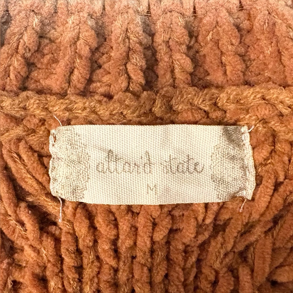Altar'd State, Rust Orange Cable Knit Sweater, Cropped, Crew Neck, Size M - Picture 7 of 9